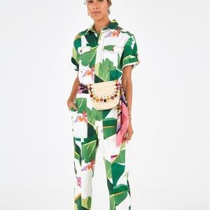 Farm Rio Tropicalistic denim jumpsuit Sz XS